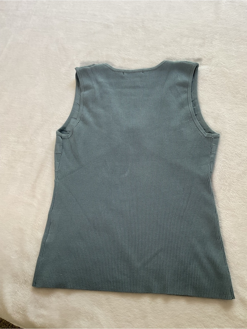 Belldini Ribbed Sleeveless Knit Top Blue Embellished V Neck Women Large - Picture 7 of 8